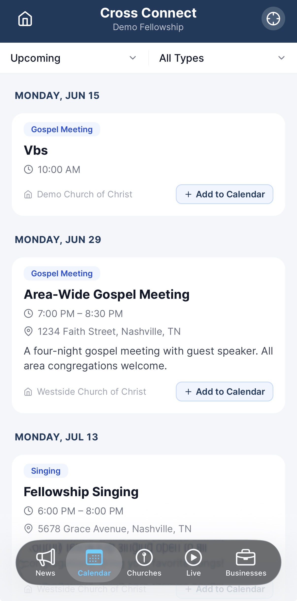 Area-Wide Calendar